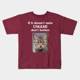 Umami Flavor Asian Japanese Food Grumpy Foodie Funny Kitty Kids T-Shirt